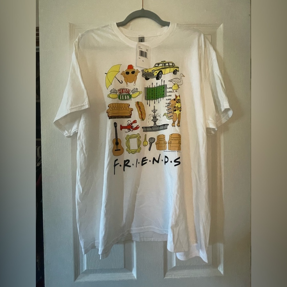 White Graphic T-Shirt with Friends Theme